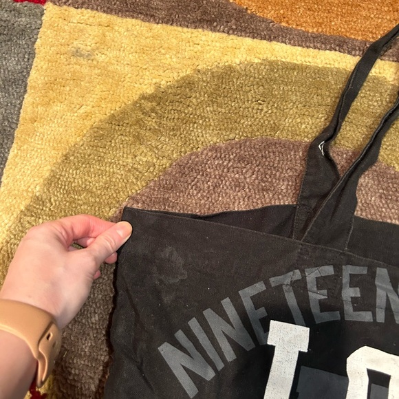 Victorias’s Secret PINK Y2K Style Vintage Black White Large Open Tote Bag Canvas - Picture 2 of 6